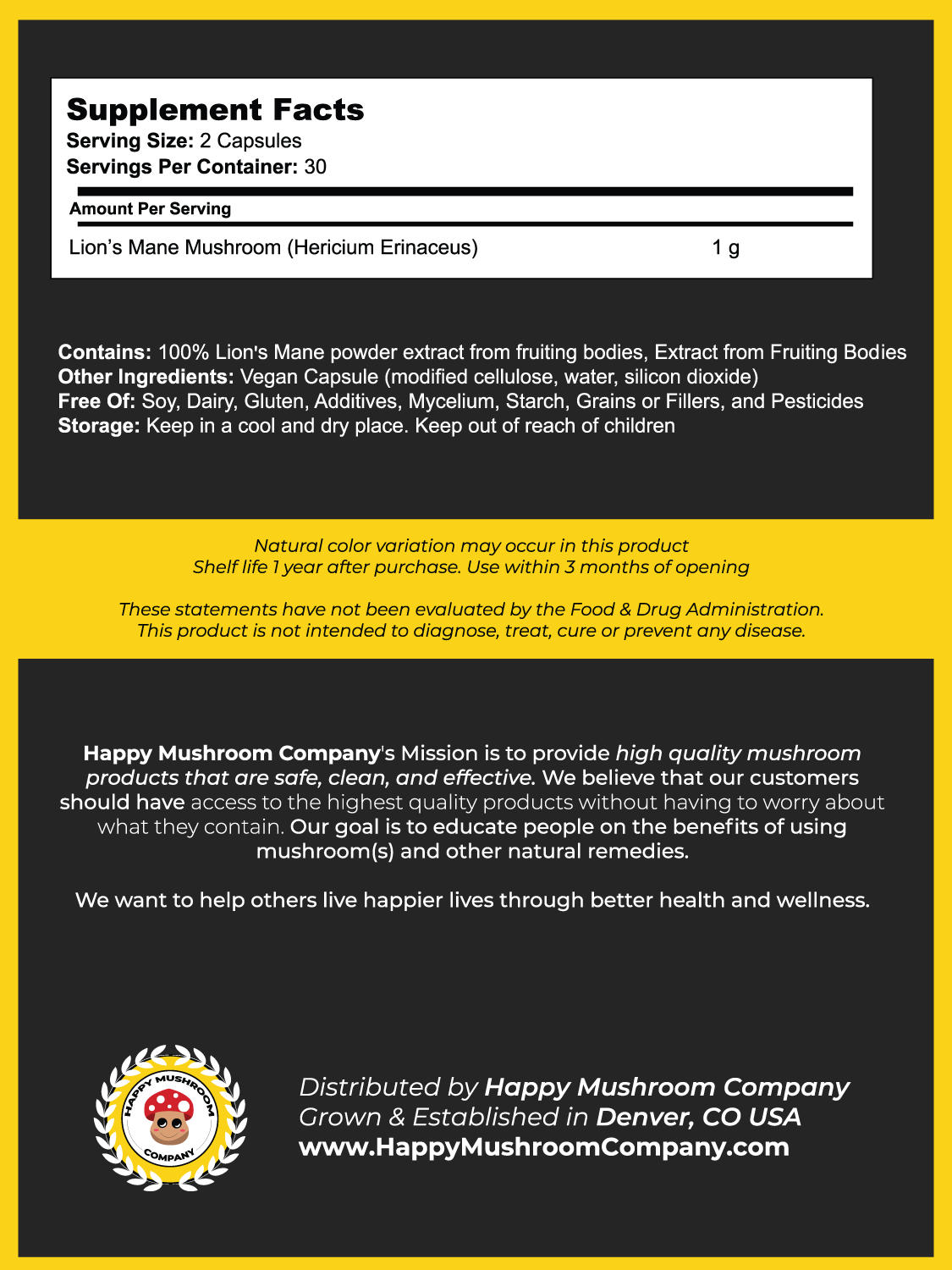 Lion's Mane Powder Supplement - Grown In USA